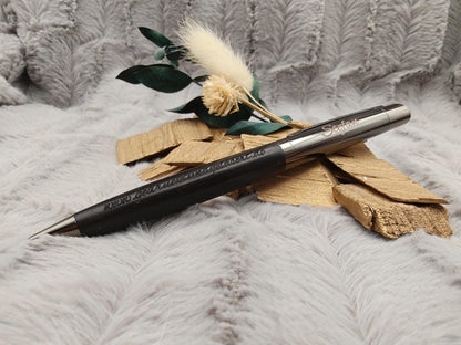 Edler Kugelschreiber Gelstift personalisiert mit Gravur schwarz Kuli Stift Holz Gastgeschenk Geschenk Gift