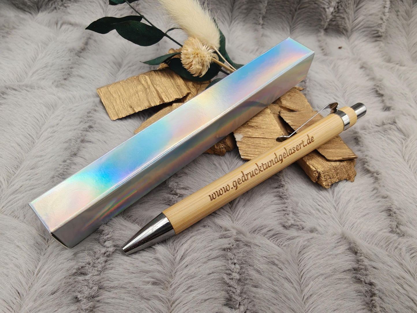 Kugelschreiber personalisiert aus Bambus mit Gravur schwarz Kuli Stift Holz Gastgeschenk Geschenk Gift