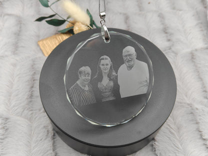 Baumanhänger Kristall mit Fotogravur Christbaumanhänger Baumschmuck Schmuck Weihnachten Fensterschmuck