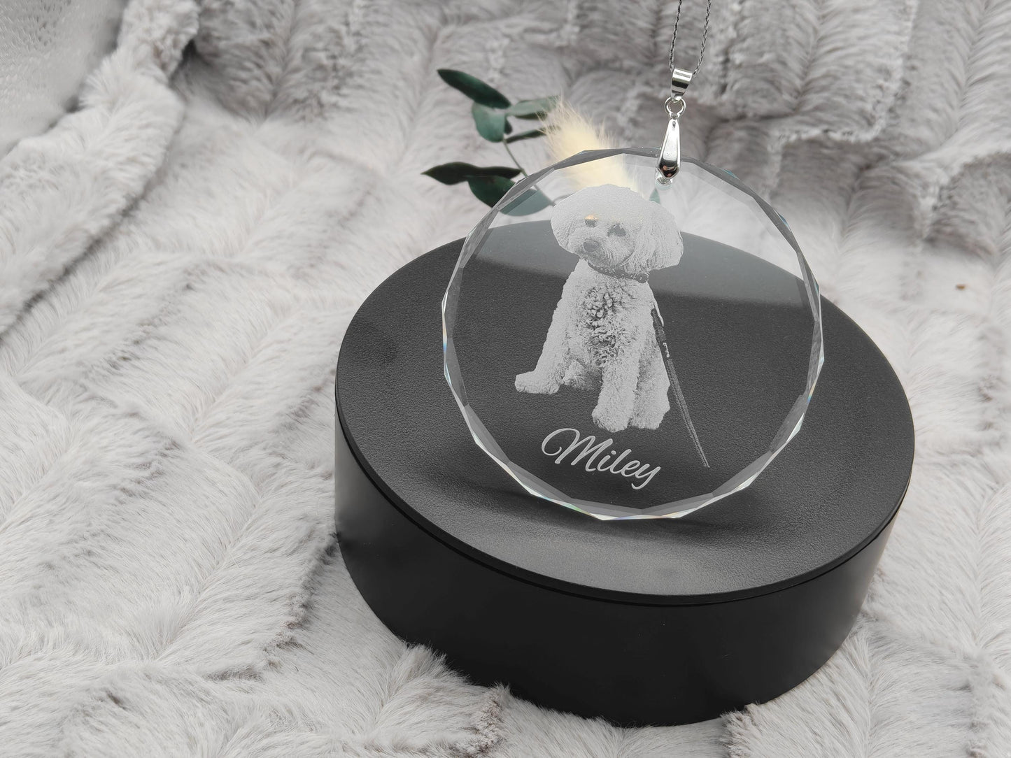 Kristallanhänger mit Fotogravur Tierfoto Christbaumanhänger Baumschmuck Schmuck Weihnachten Fensterschmuck
