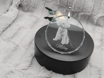 Kristallanhänger mit Fotogravur Tierfoto Christbaumanhänger Baumschmuck Schmuck Weihnachten Fensterschmuck