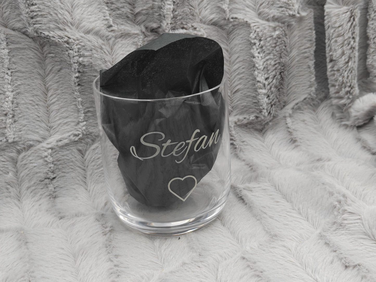 Trinkglas mit Gravur personalisiert Bleikristall Glas Becherglas 330ml mit individueller Gravur