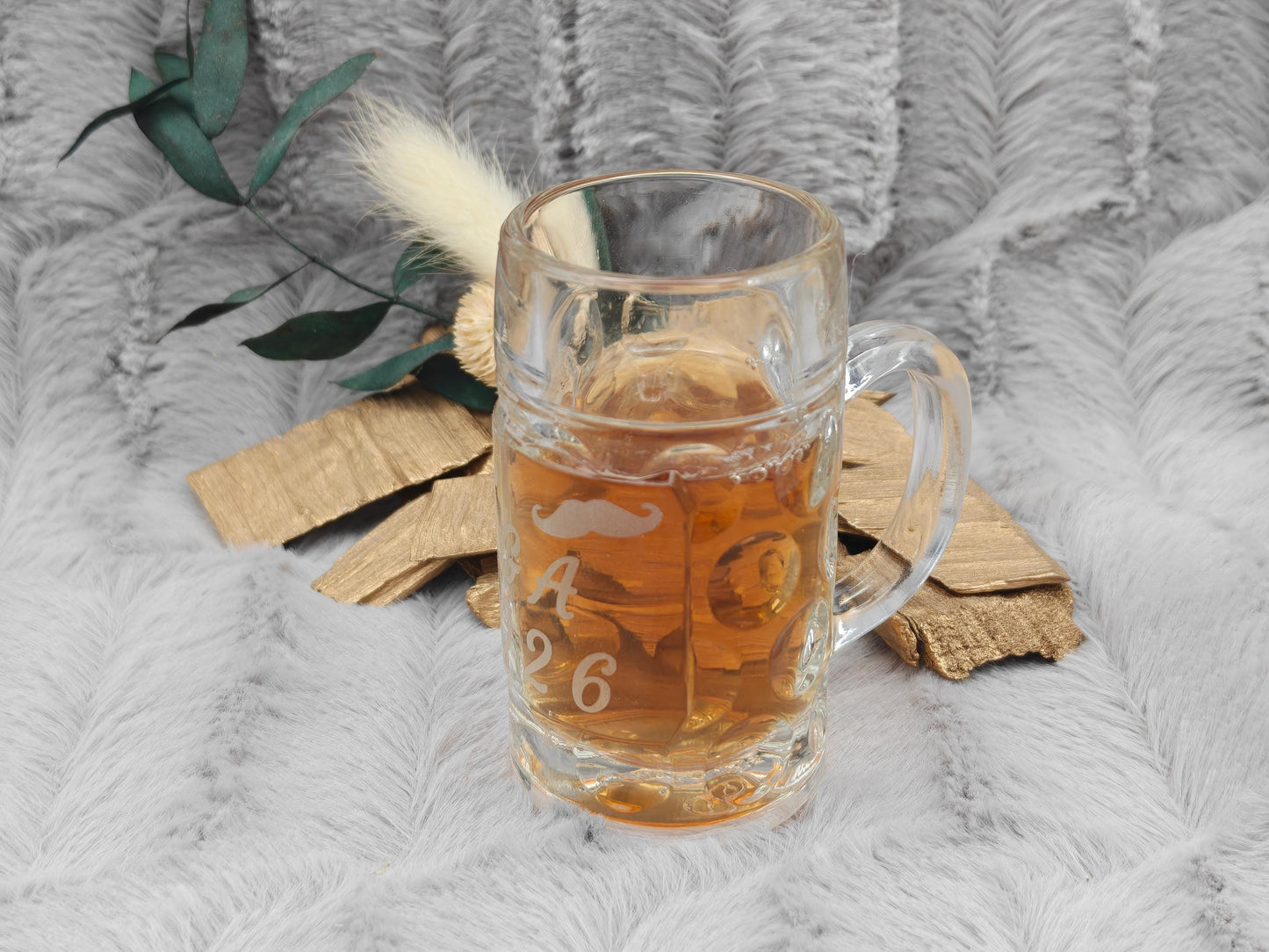 Schnapsglas Mini personalisiert Maßkrug Bierkrug Glas JGA Hochzeit Party Gag 40ml mit individueller Gravur