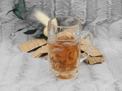 Schnapsglas Mini personalisiert Maßkrug Bierkrug Glas JGA Hochzeit Party Gag 40ml mit individueller Gravur