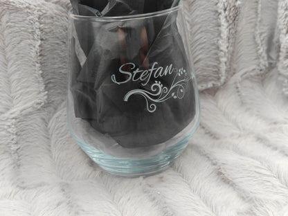 Trinkglas mit Gravur personalisiert Glas Becherglas Weinglas 450ml mit individueller Gravur