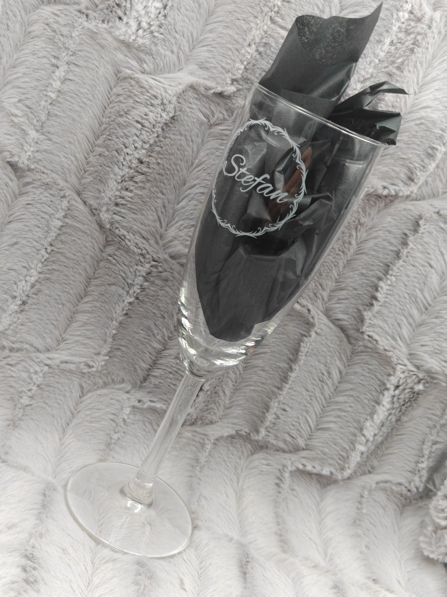 Sektglas mit Gravur personalisiert Glas Sektkelch 210ml Geschenkidee Namensgravur