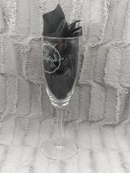 Sektglas mit Gravur personalisiert Glas Sektkelch 210ml Geschenkidee Namensgravur