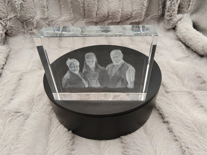 3D Foto im Kristall Quaderförmig Gravur Fotogravur 80x60x20mm