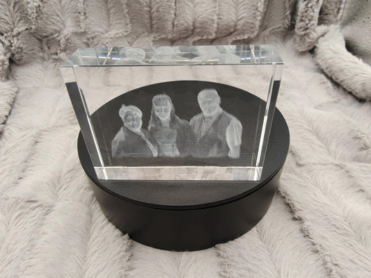 3D Foto im Kristall Quaderförmig Gravur Fotogravur 80x60x20mm