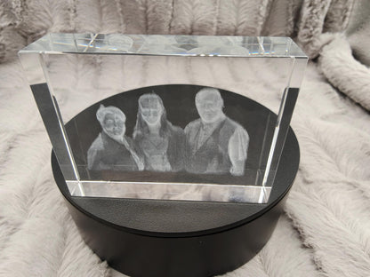 3D Foto im Kristall Quaderförmig Gravur Fotogravur 80x60x20mm