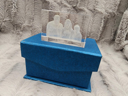 3D Foto im Kristall Quaderförmig Gravur Fotogravur 60x40x40mm