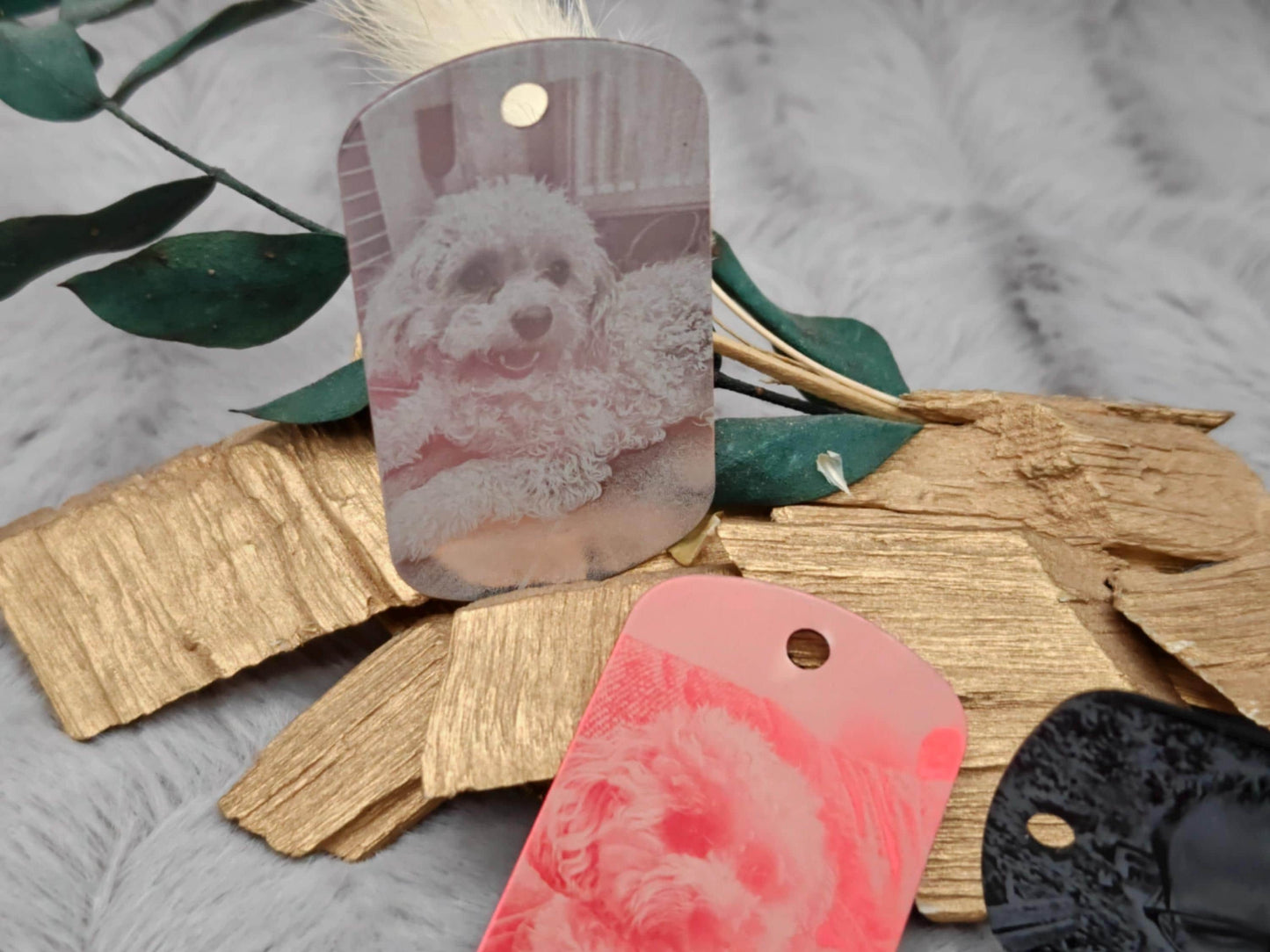Dog Tag Hundemarke mit Fotogravur aus Aluminium eloxiert | Personalisierte Erkennungsmarke mit Foto | Individueller Anhänger inkl. Kette