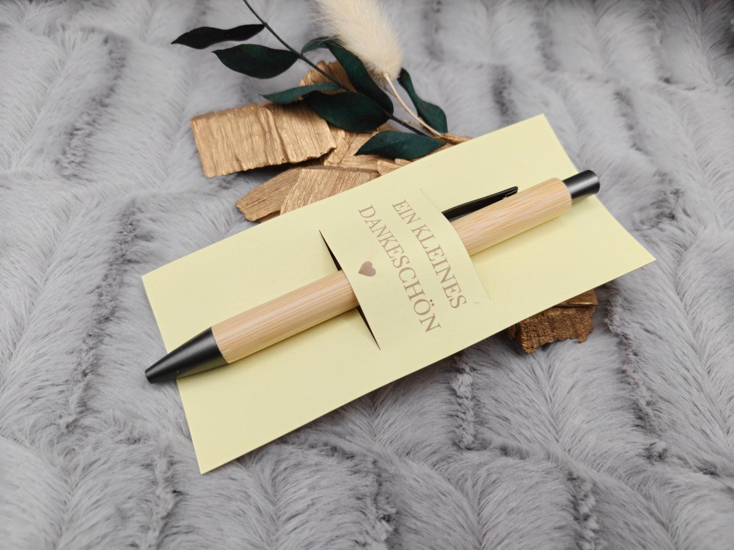 Kugelschreiber personalisiert Kleines Dankeschön 5 pastellfarben Geschenk Bambus individueller Gravur
