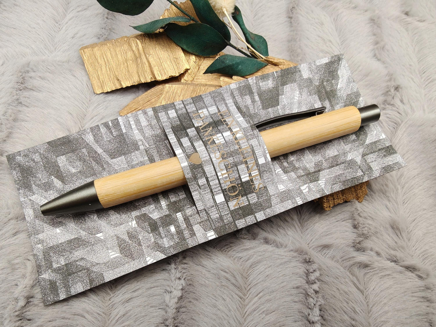 Kugelschreiber personalisiert Kleines Dankeschön 8 Muster Geschenk Bambus individueller Gravur
