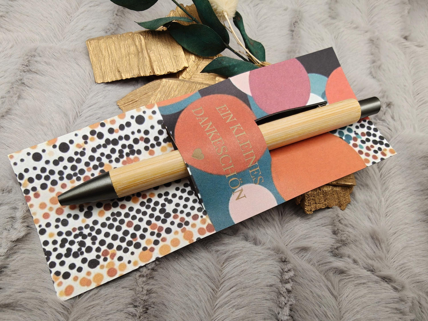 Kugelschreiber personalisiert Kleines Dankeschön 8 Muster Geschenk Bambus individueller Gravur