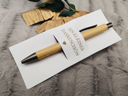 Kugelschreiber personalisiert Kleines Dankeschön 3 edle Farben Geschenk Bambus individueller Gravur