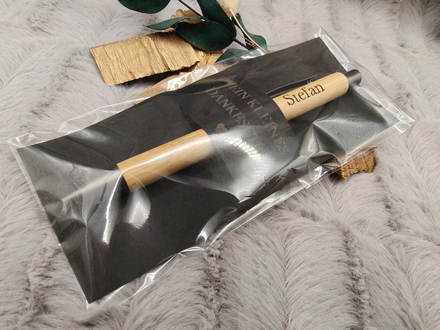 Kugelschreiber personalisiert Kleines Dankeschön 3 edle Farben Geschenk Bambus individueller Gravur