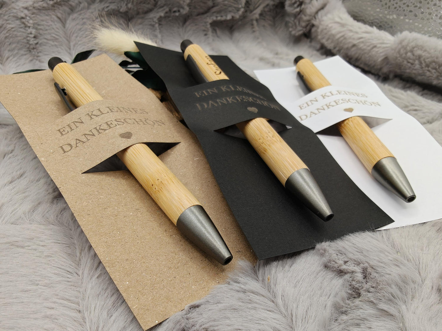 Kugelschreiber personalisiert Kleines Dankeschön 3 edle Farben Geschenk Bambus individueller Gravur