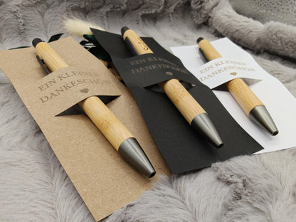 Kugelschreiber personalisiert Kleines Dankeschön 3 edle Farben Geschenk Bambus individueller Gravur