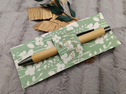 Kugelschreiber personalisiert Kleines Dankeschön 8 florale Muster Geschenk Bambus individueller Gravur