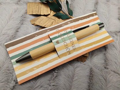 Kugelschreiber personalisiert Kleines Dankeschön 8 florale Muster Geschenk Bambus individueller Gravur