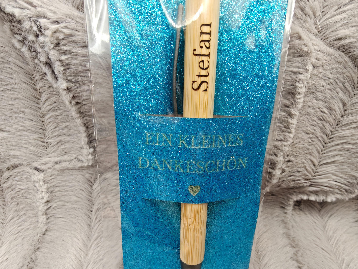 Kugelschreiber personalisiert Kleines Dankeschön 5 Glitzerfarben Glamour Geschenk Bambus individueller Gravur