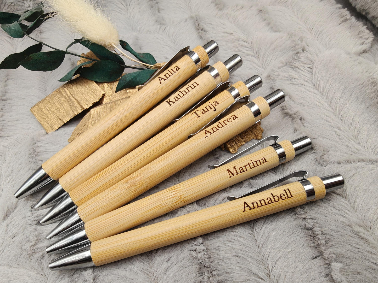 Abschiedsgeschenk Kugelschreiber personalisiert aus Bambus mit Gravur schwarz Kuli Stift Holz Geschenk Gift