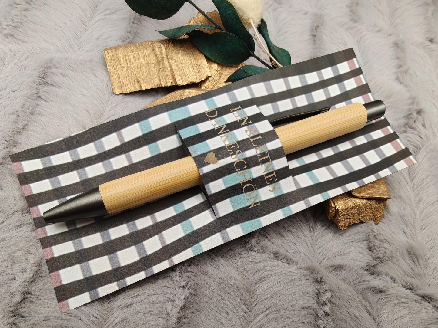 Kugelschreiber personalisiert Kleines Dankeschön 8 Muster Geschenk Bambus individueller Gravur