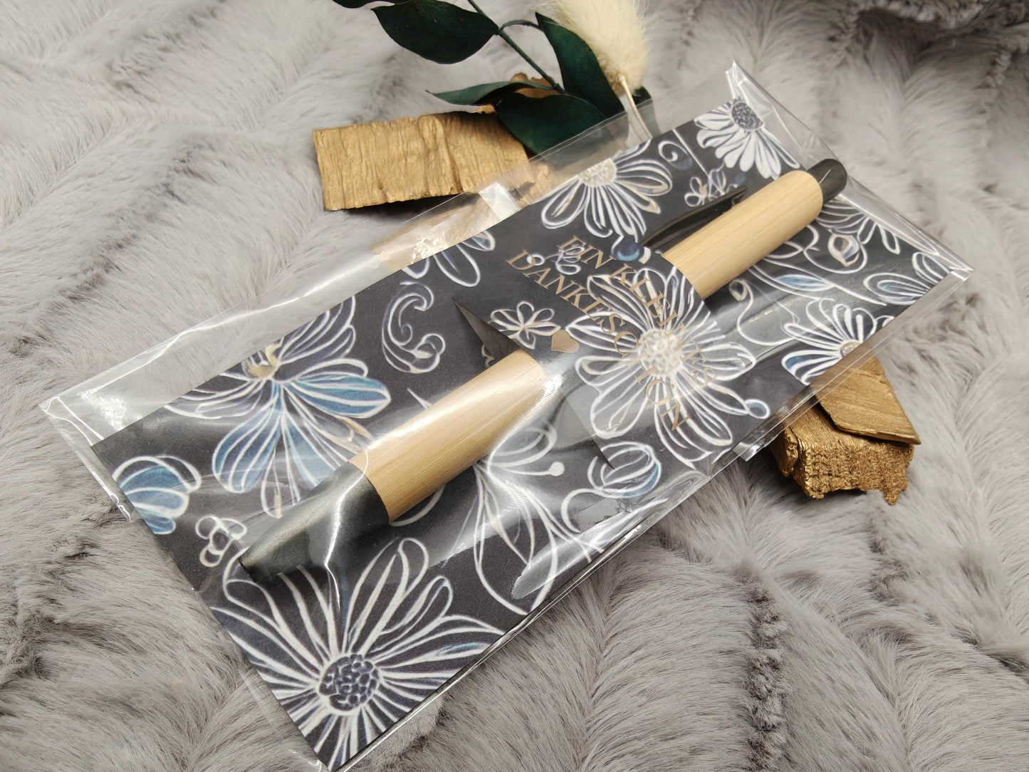 Kugelschreiber personalisiert Kleines Dankeschön 8 Muster Geschenk Bambus individueller Gravur