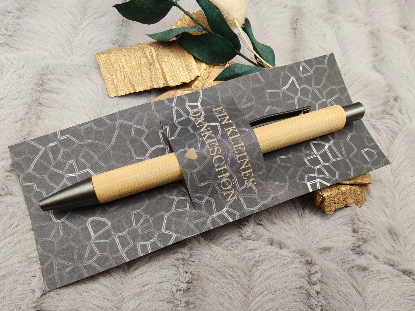 Kugelschreiber personalisiert Kleines Dankeschön 8 Muster Geschenk Bambus individueller Gravur