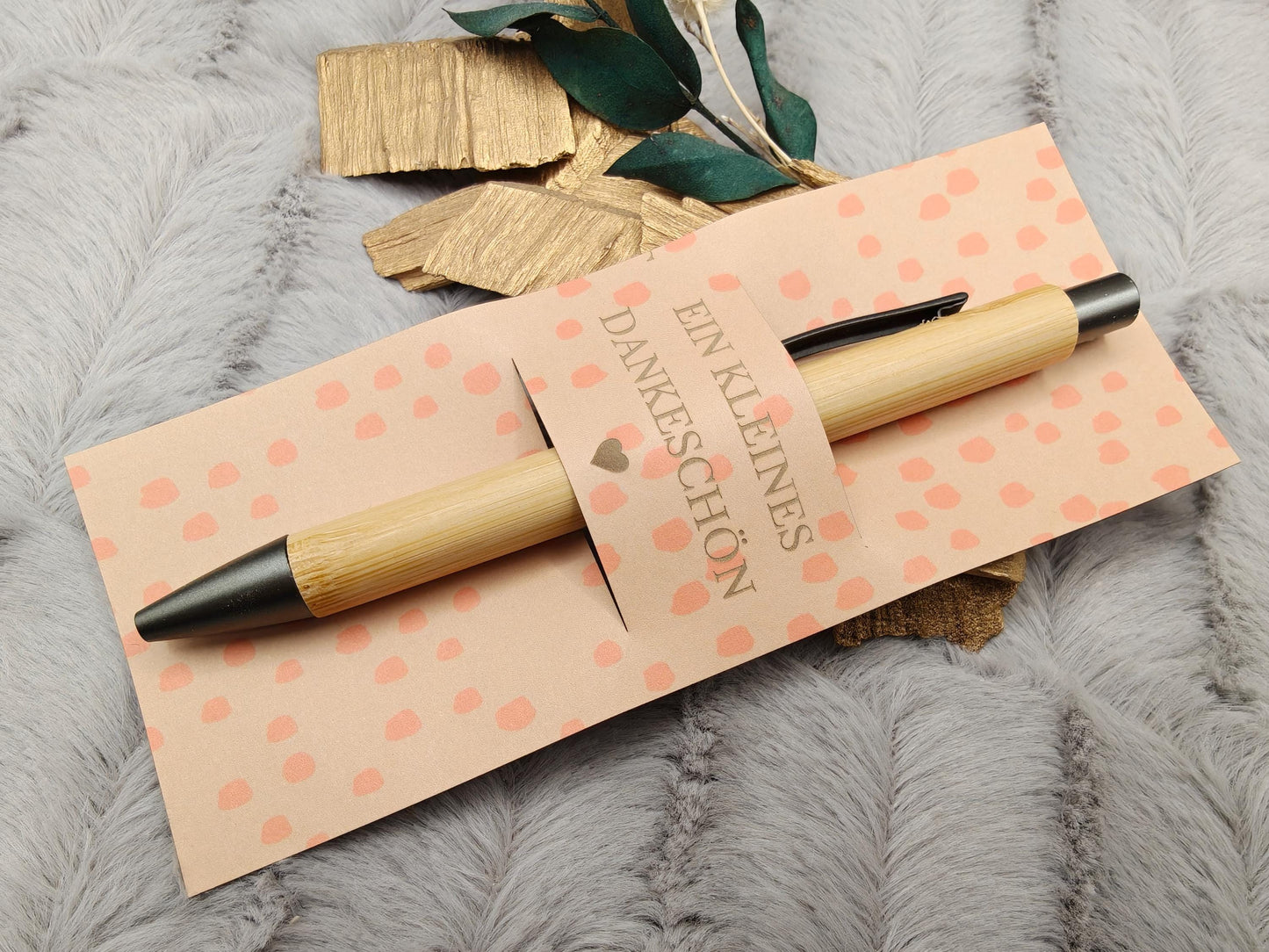 Kugelschreiber personalisiert Kleines Dankeschön 8 florale Muster Geschenk Bambus individueller Gravur