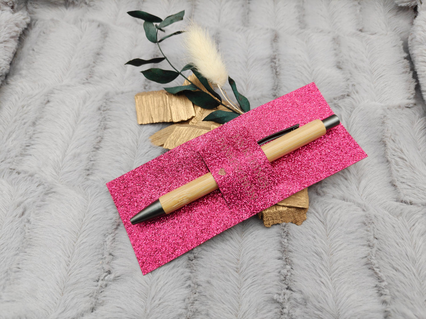 Kugelschreiber personalisiert Kleines Dankeschön 5 Glitzerfarben Glamour Geschenk Bambus individueller Gravur