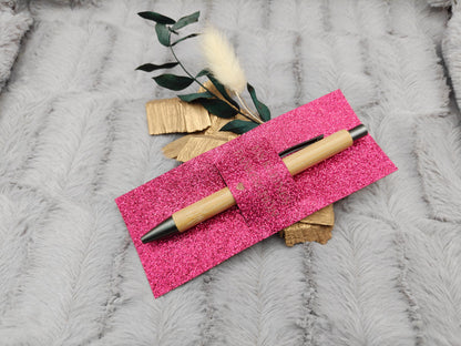 Kugelschreiber personalisiert Kleines Dankeschön 5 Glitzerfarben Glamour Geschenk Bambus individueller Gravur