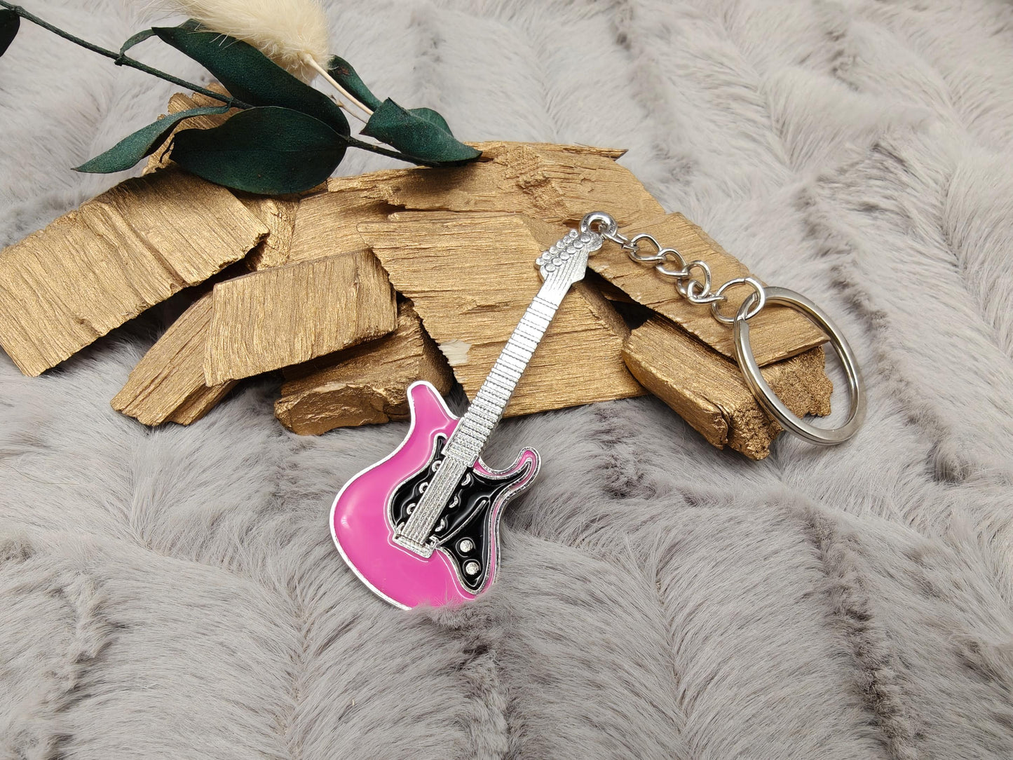 Schlüsselanhänger personalisiert Gitarre mit Gravur 70x26x1,6mm Geschenk
