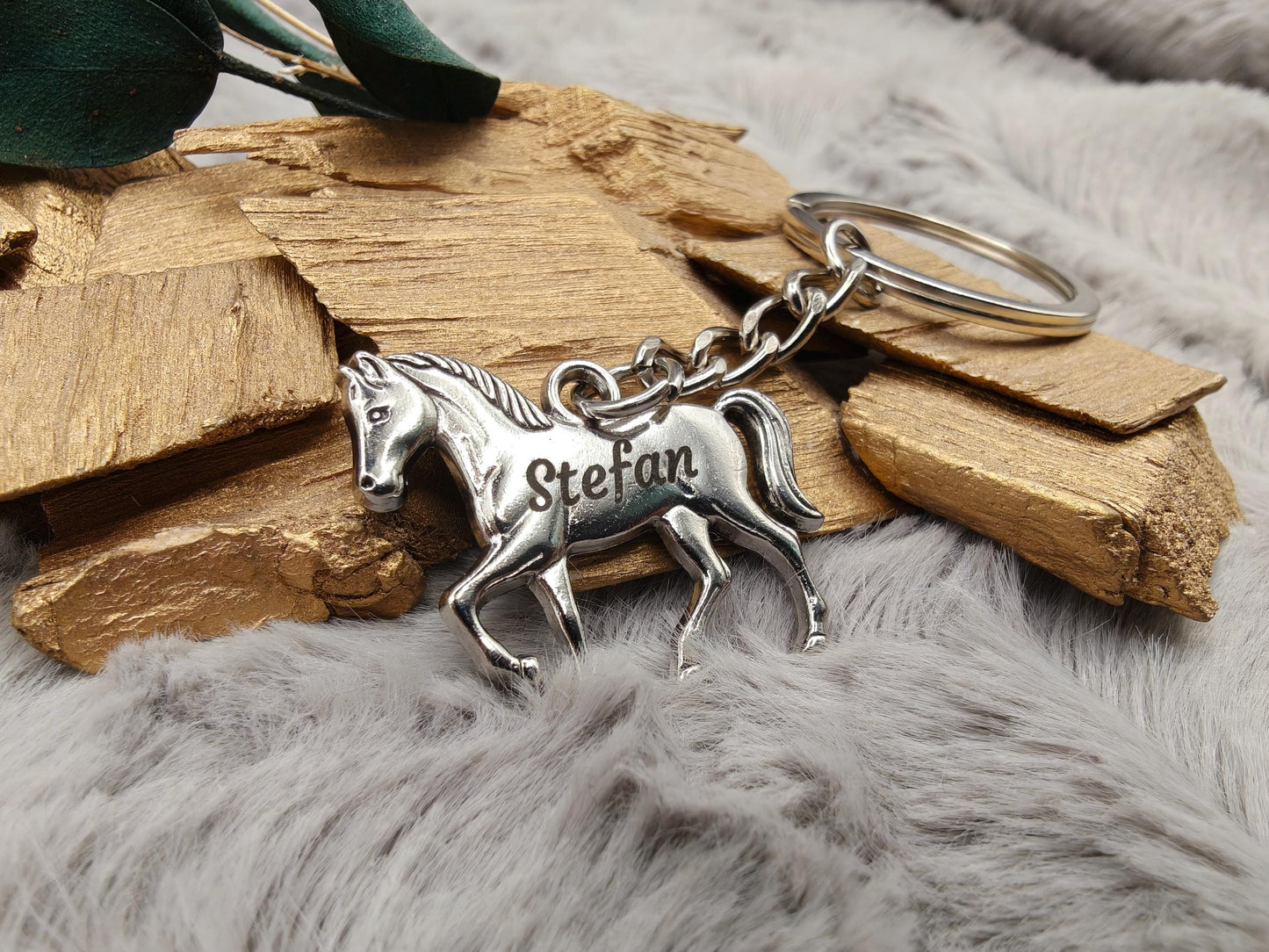 Schlüsselanhänger personalisiert Pferd Pony Metall mit individueller Gravur Geschenk