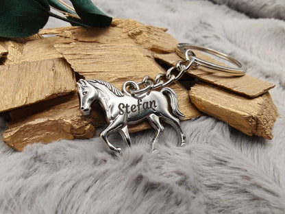 Schlüsselanhänger personalisiert Pferd Pony Metall mit individueller Gravur Geschenk