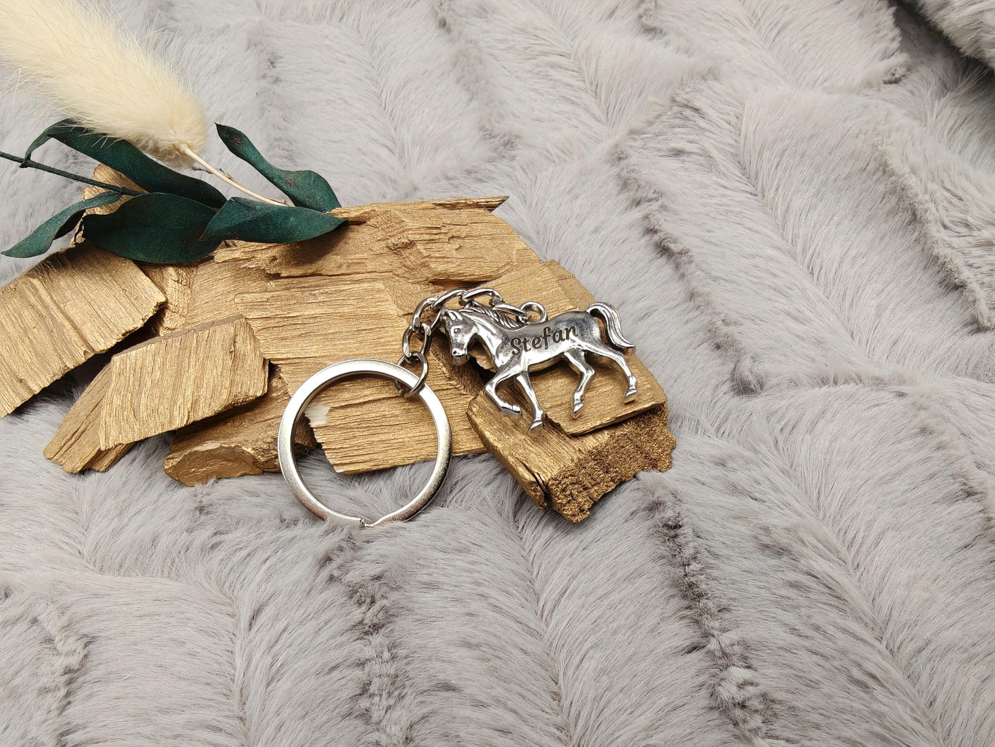 Schlüsselanhänger personalisiert Pferd Pony Metall mit individueller Gravur Geschenk
