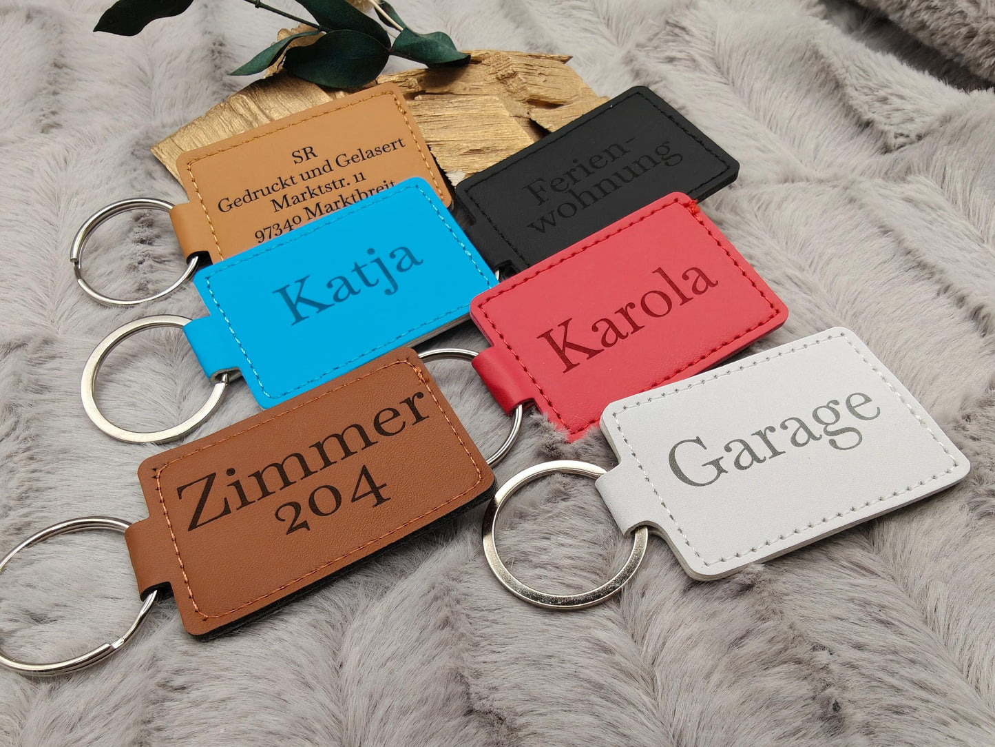 Personalisierter Schlüsselanhänger Kunstleder mit Gravur | Individueller Anhänger Wunschtext | Hochzeit & Geburtstag | Schlüsselbund