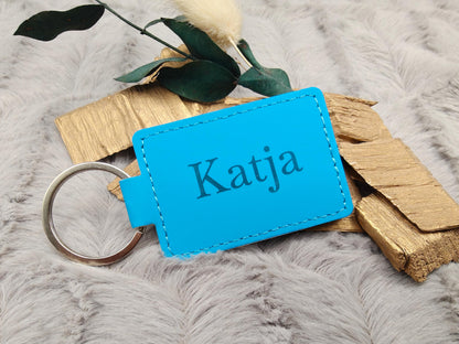 Personalisierter Schlüsselanhänger Kunstleder mit Gravur | Individueller Anhänger Wunschtext | Hochzeit & Geburtstag | Schlüsselbund