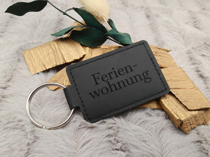 Personalisierter Schlüsselanhänger Kunstleder mit Gravur | Individueller Anhänger Wunschtext | Hochzeit & Geburtstag | Schlüsselbund