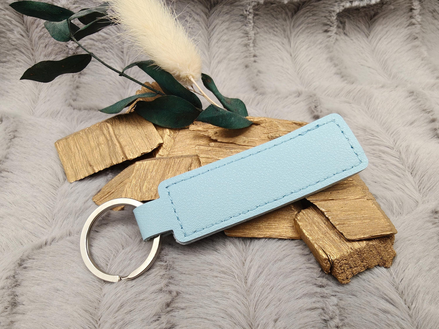 Schlüsselanhänger personalisiert rechteckig Kunstleder mit Gravur 71x25x3,3mm Geschenk
