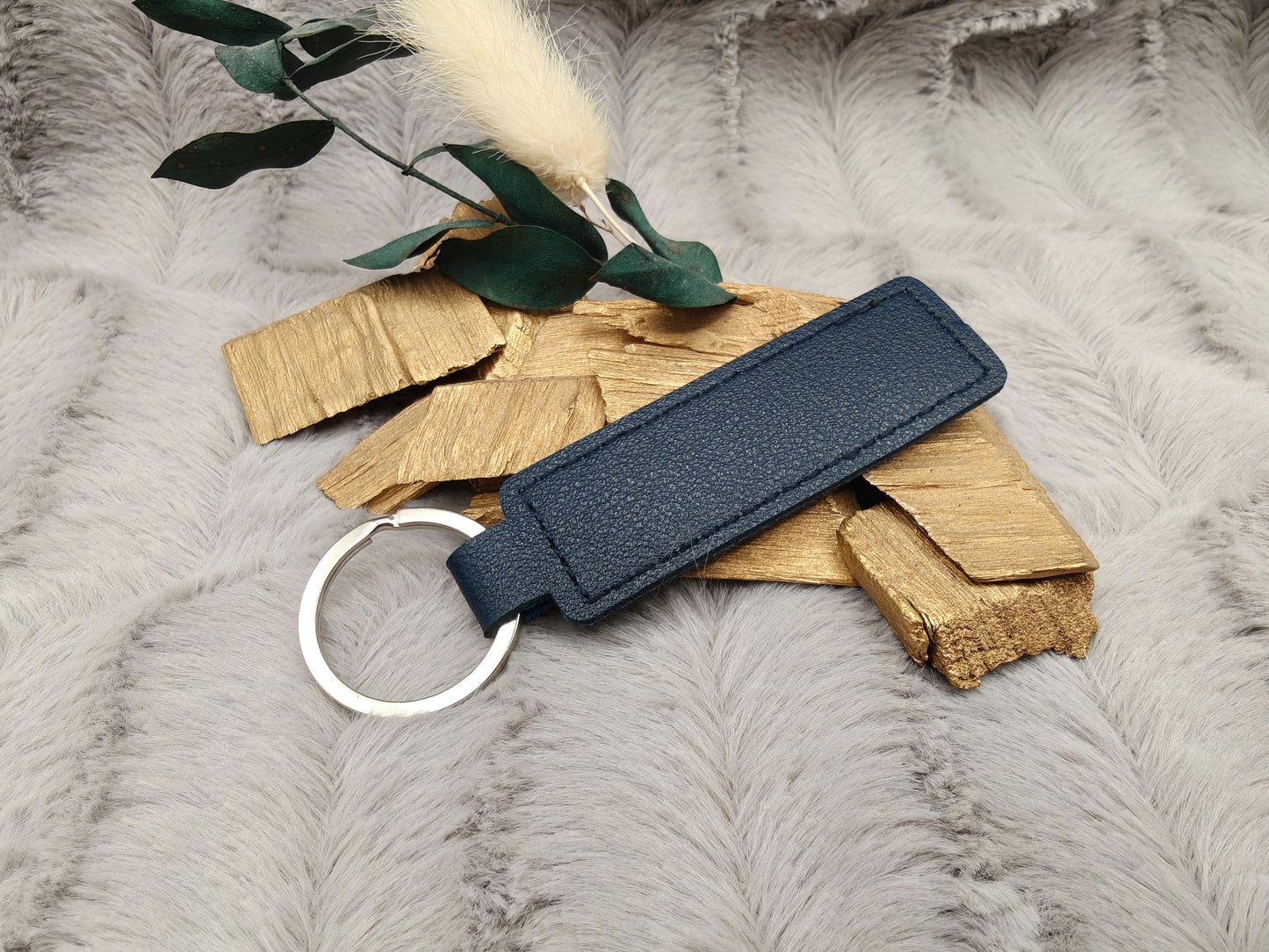 Schlüsselanhänger personalisiert rechteckig Kunstleder mit Gravur 71x25x3,3mm Geschenk