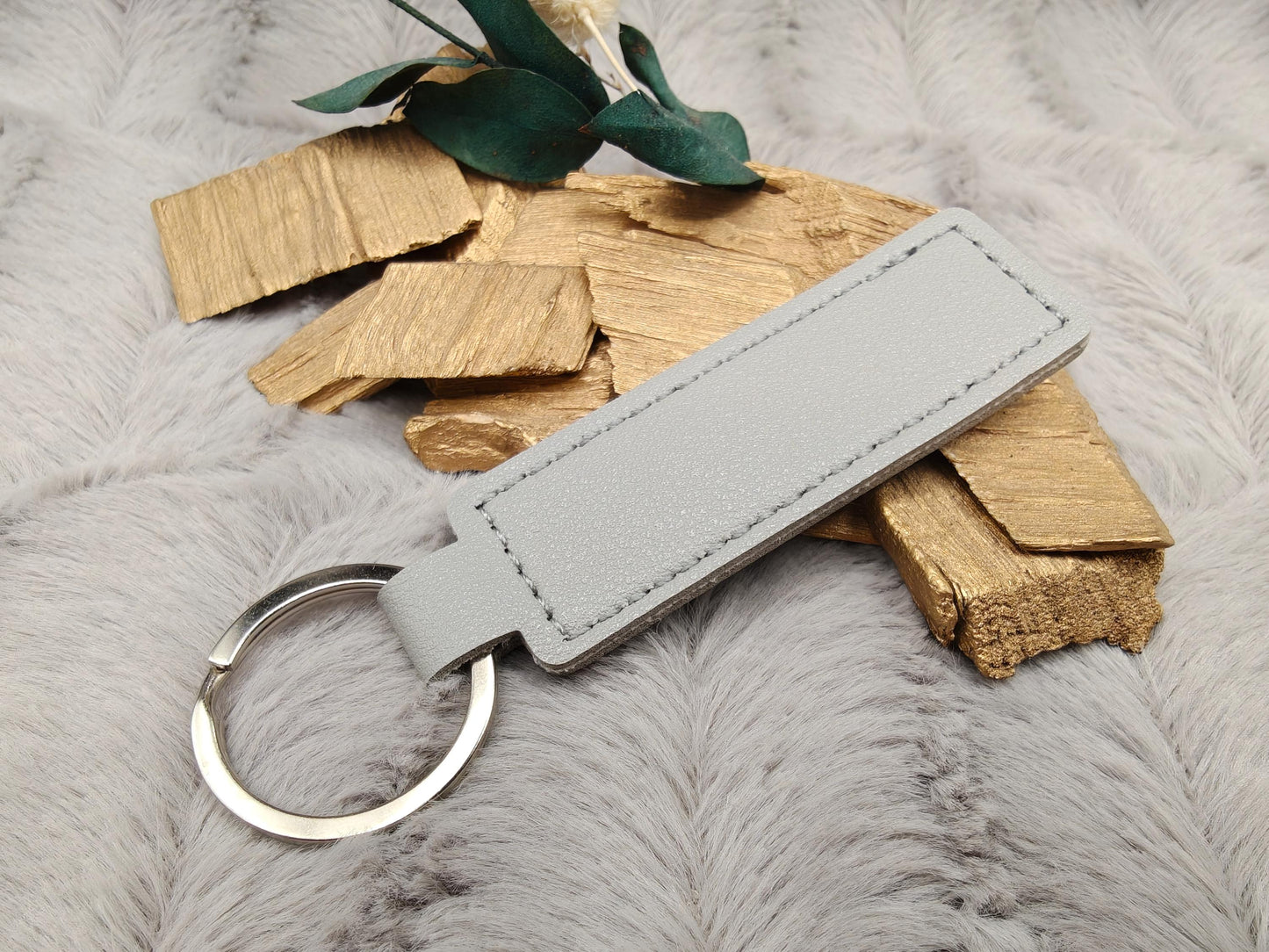 Schlüsselanhänger personalisiert rechteckig Kunstleder mit Gravur 71x25x3,3mm Geschenk