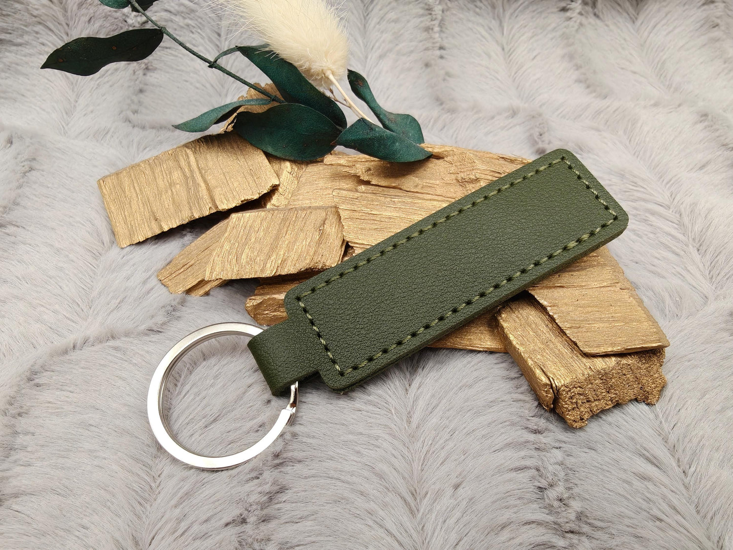 Schlüsselanhänger personalisiert rechteckig Kunstleder mit Gravur 71x25x3,3mm Geschenk