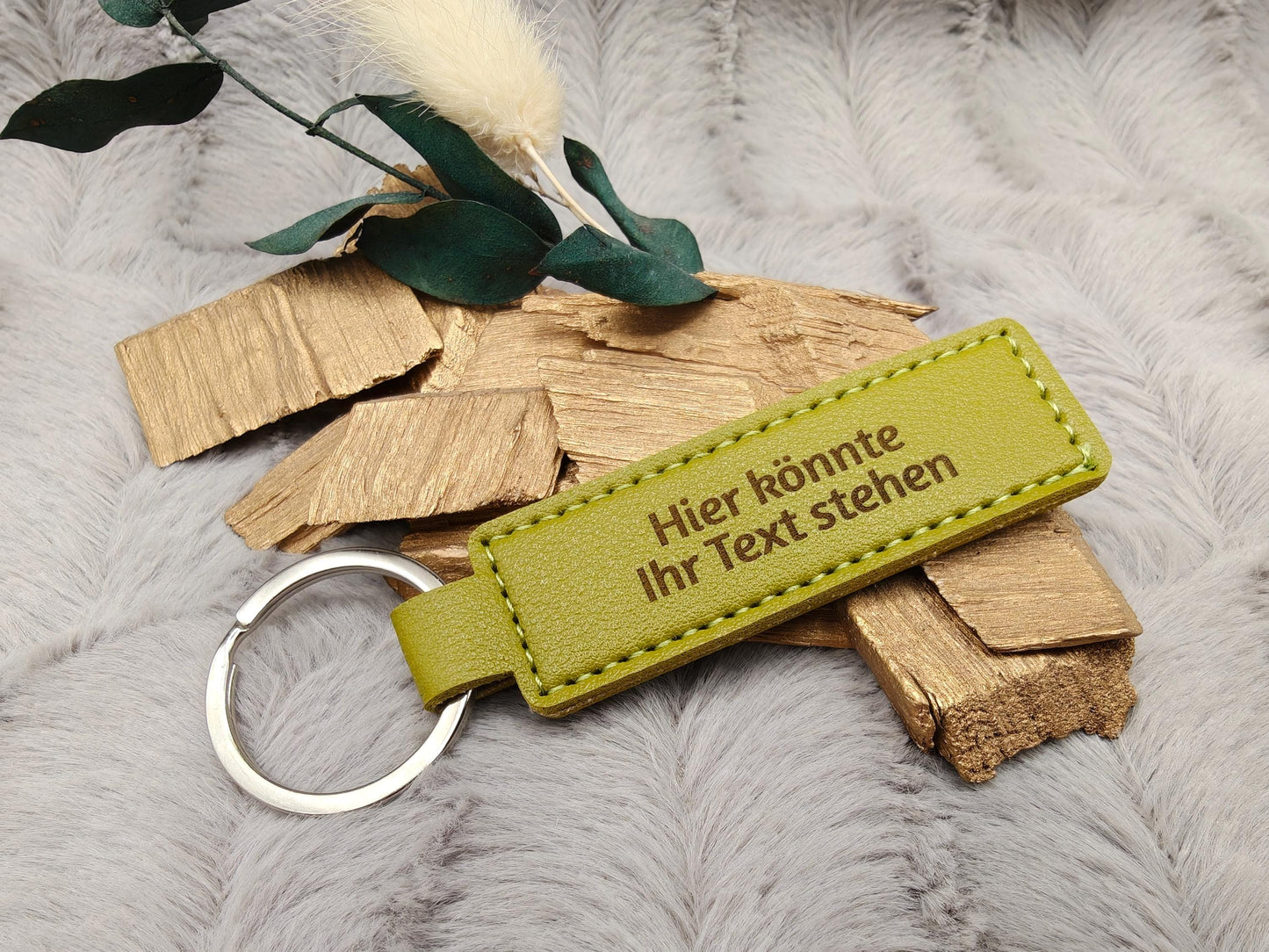 Schlüsselanhänger personalisiert rechteckig Kunstleder mit Gravur 71x25x3,3mm Geschenk