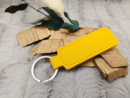 Schlüsselanhänger personalisiert rechteckig Kunstleder mit Gravur 63x26x3,3mm Geschenk