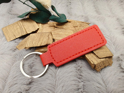Schlüsselanhänger personalisiert rechteckig Kunstleder mit Gravur 63x26x3,3mm Geschenk