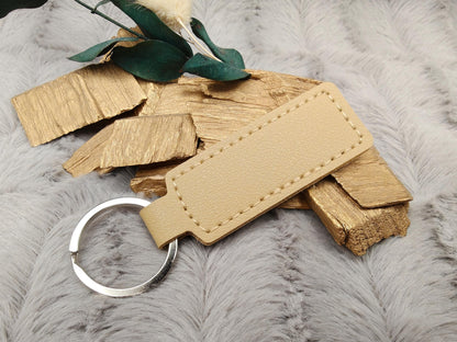 Schlüsselanhänger personalisiert rechteckig Kunstleder mit Gravur 63x26x3,3mm Geschenk