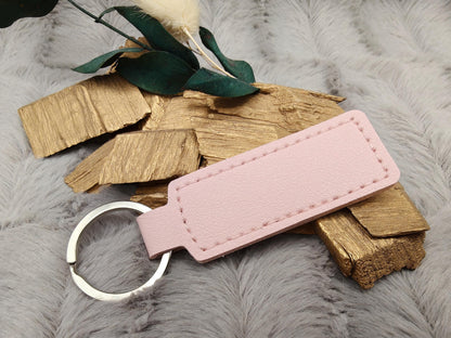 Schlüsselanhänger personalisiert rechteckig Kunstleder mit Gravur 63x26x3,3mm Geschenk