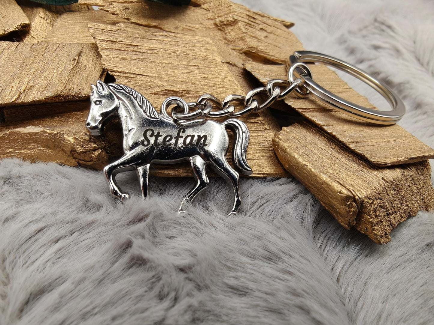 Schlüsselanhänger personalisiert Pferd Pony Metall mit individueller Gravur Geschenk